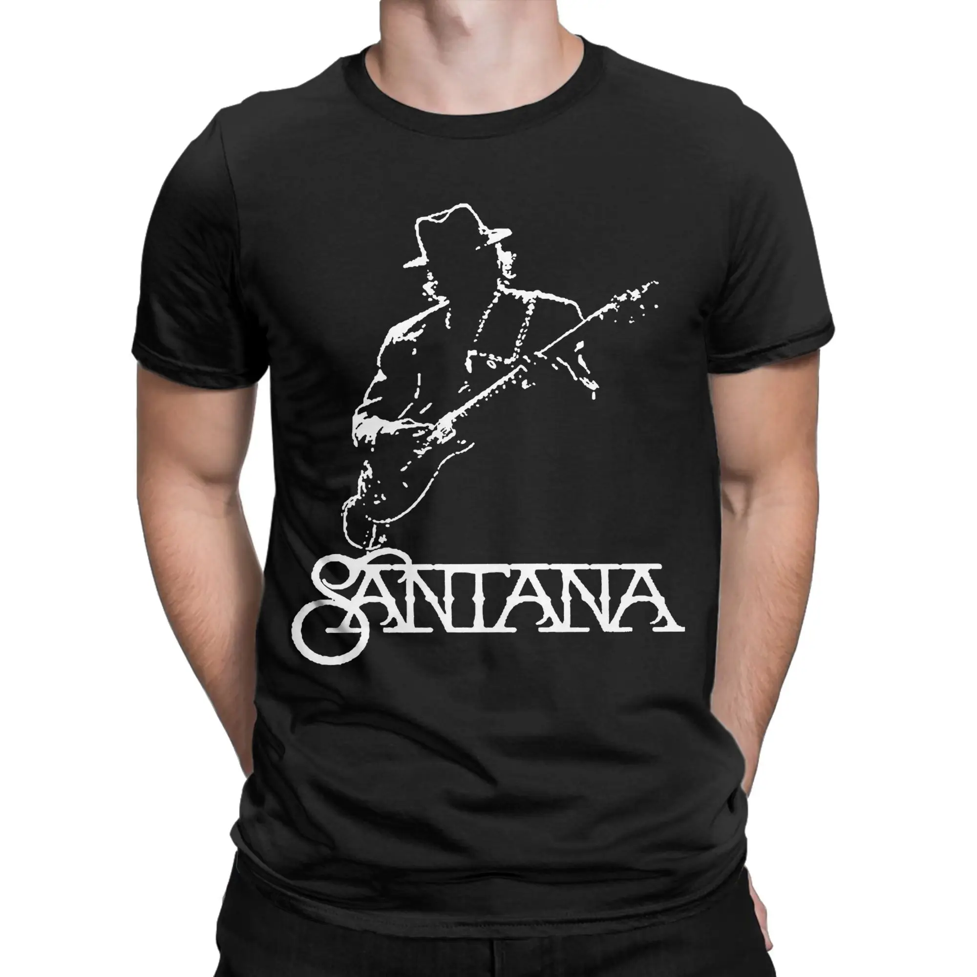 Albums Tour 2025 Logo Carlos Santana Music Guitar T-Shirts Men Pure Cotton Tee Shirt Short Sleeve T Shirts Original Clothing