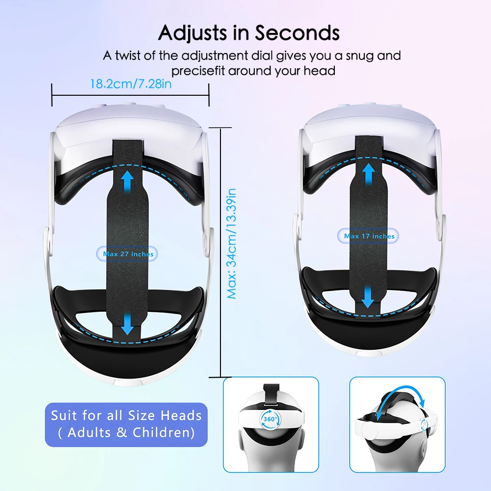 Ремешок на голову с аккумулятором 10000 мАч для Meta Quest 3/3S Elite, сменный ремешок 18 Вт, быстрая зарядка, регулируемые удобные аксессуары VR