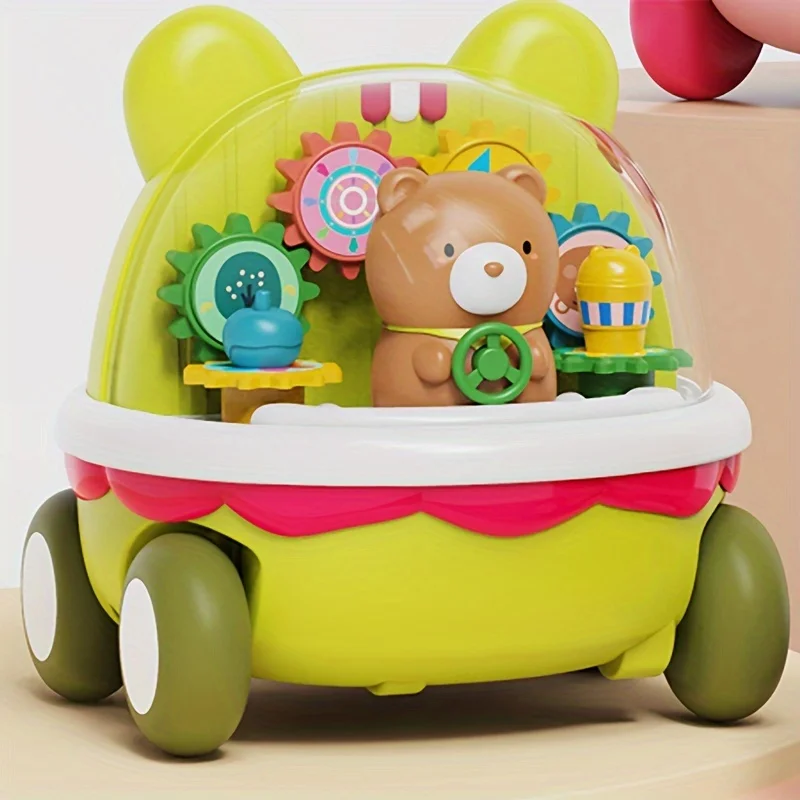 Coche de juguete de inercia de oso de dibujos animados para niños, Scooter de juego para bebés y niños pequeños, juguetes educativos divertidos de Educación Temprana, mecanismo de relojería, 1 piezas