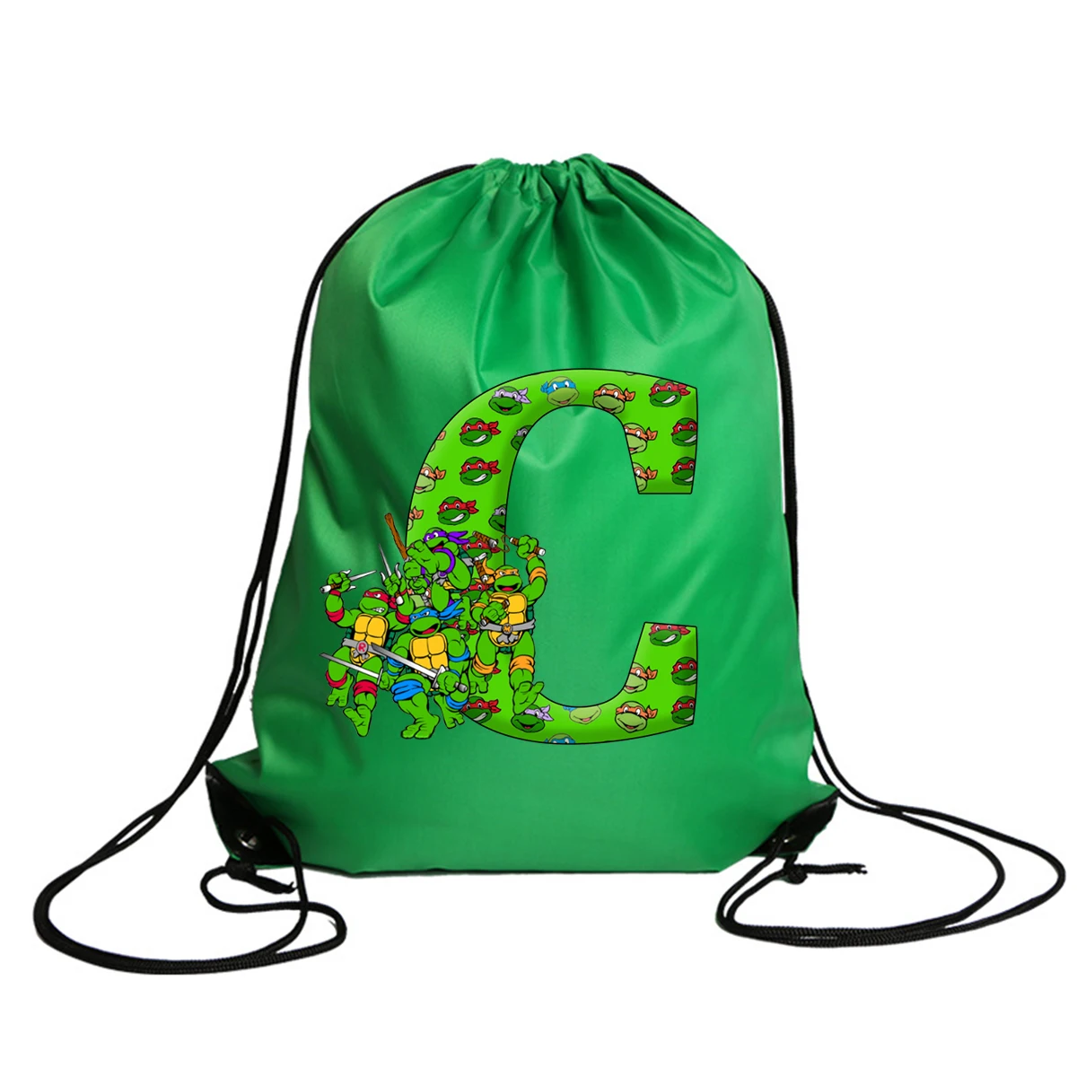 Teenage Mutant Ninja Turtles Drawstring Bag A-Z Letter Storage Bags Anime Drawstring Pouch Party Prop Gift Large Capacity Bag