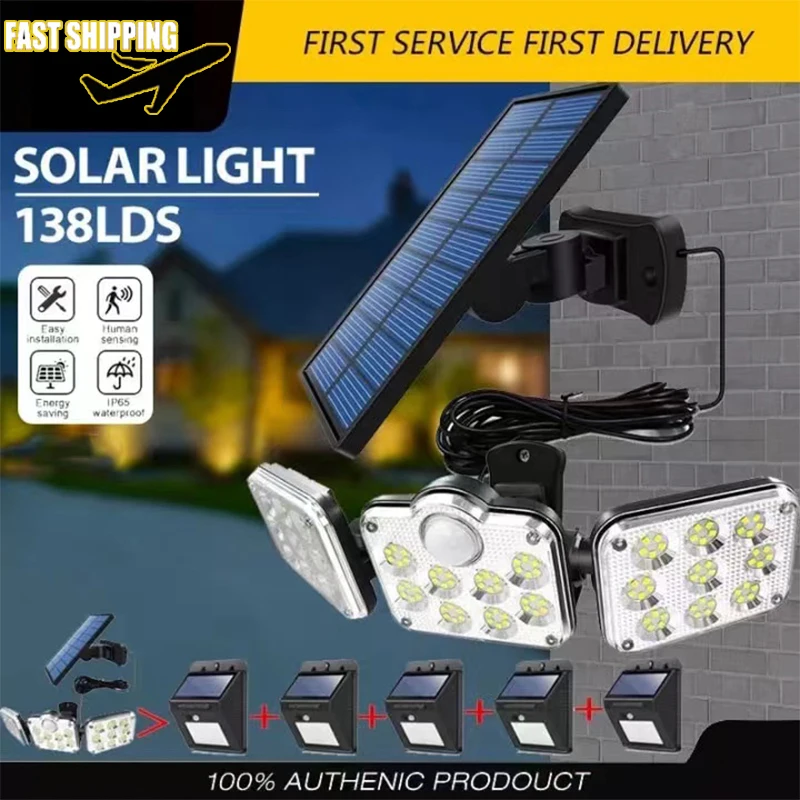 

Solar Wall Light 138LED Motion Sensor Lights 3 Modes Waterproof Street Lamp Outdoor Lamps