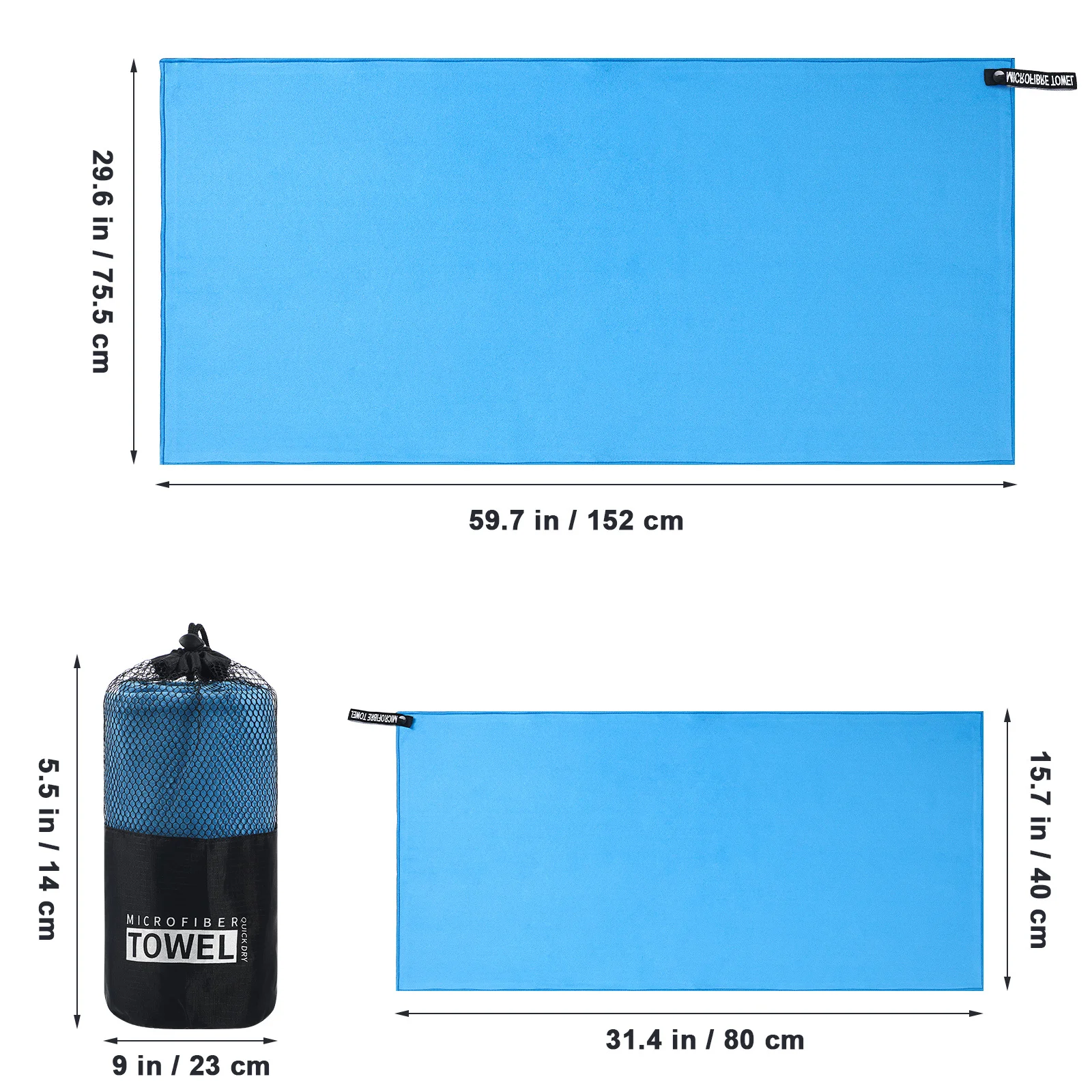 مجموعة واحدة من من منشفة الشاطئ الكبيرة المصنوعة من الألياف الدقيقة سريعة الجفاف، متعددة الوظائف للسفر وصالة الألعاب الرياضية، منشفة حمام السباحة سهلة الطي وخفيفة الوزن #4