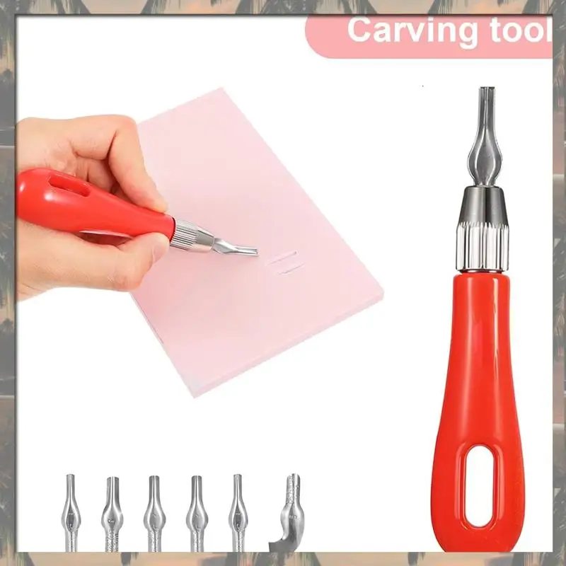 مجموعة أدوات نحت الطوابع المطاطية الجديدة A70U مكونة من 4 قطع مع أدوات القطع وبكرة براير للحرف اليدوية للطباعة #6