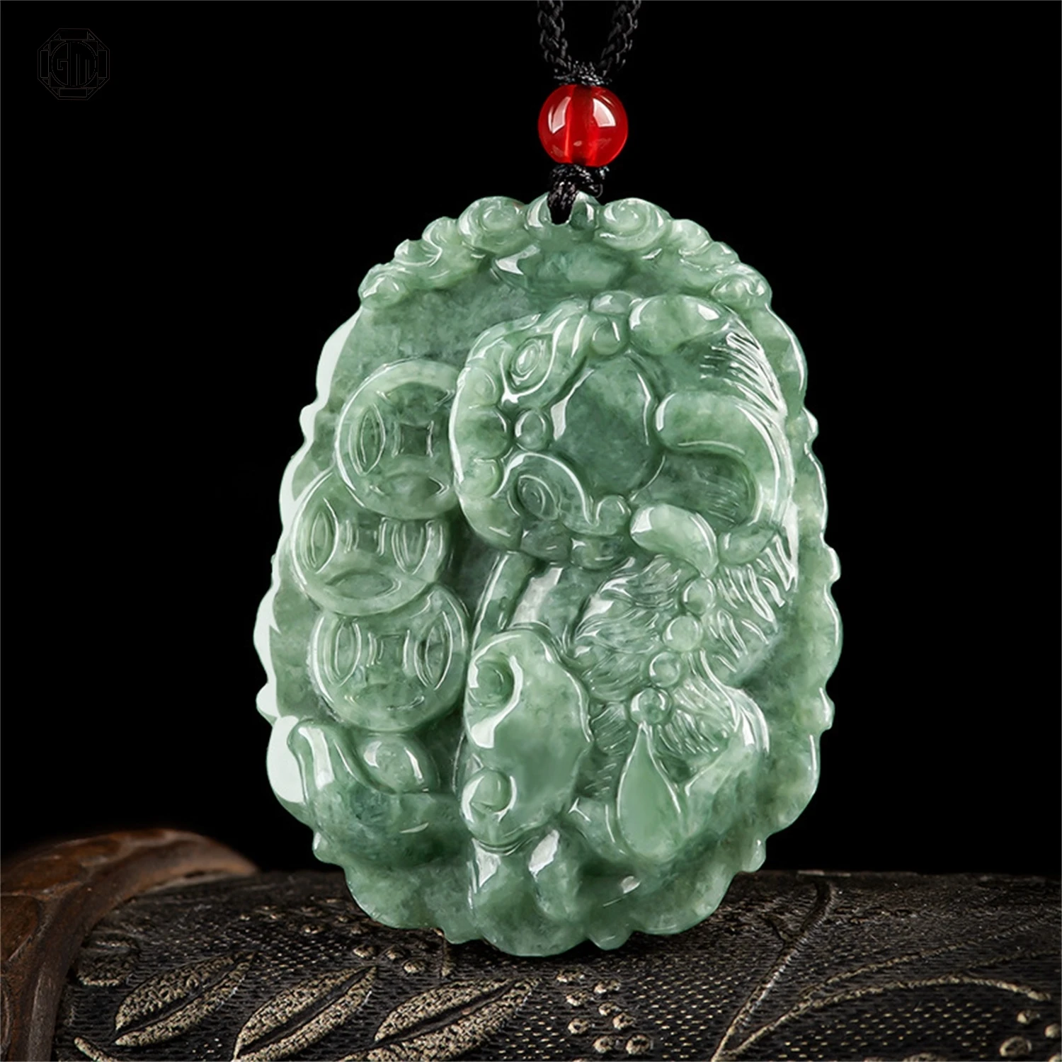 

Natural Type A Jadeite Three Coins Pi Xiu Pendant Icy Type Jade Carving Unisex for Men Women Hanging Necklace