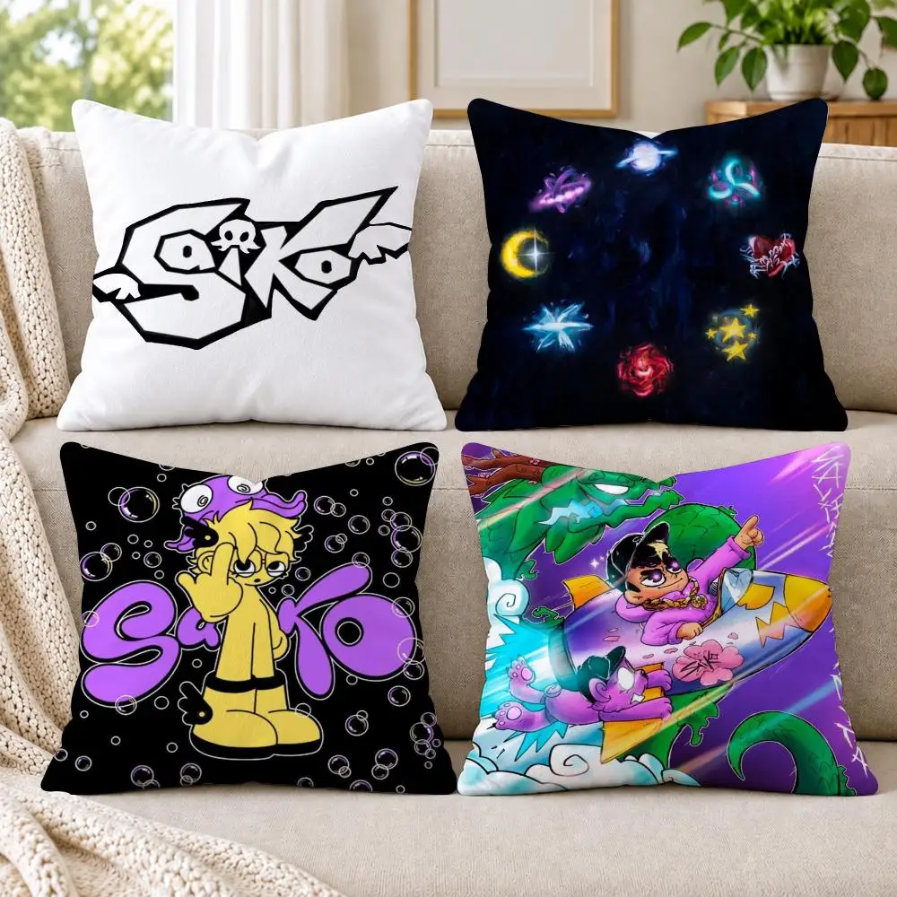 S-Saiko S-Sakura Spanish Cushion Cover Short Plush Double-Sided Printing Sofa Bedroom Pillow Case Aesthetic Home Decor