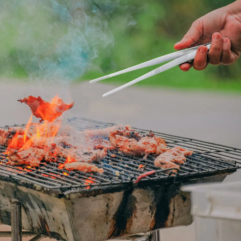 

2Pcs Mirror Polished Food Serving Tweezers Rust Proof Lightweight for Home Restaurant Hotel Use Food Clips Steak Clamp