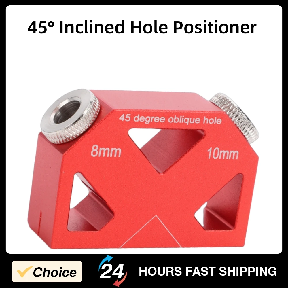 45° Drill Positioner Inclined Hole Positioner Dowel Drill Guide Joiner Aluminum Alloy Pocket Hole Jig Woodworking Tool Accessory