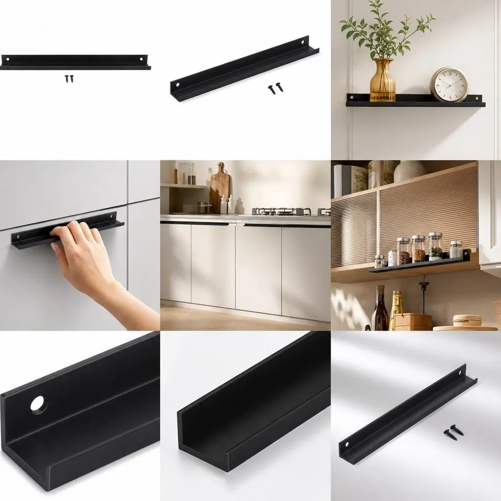Premium Aluminum Alloy Pull Handle Black Sleek Invisible Style for Doors Cabinets Drawers Wardrobes Wall Mounted Display Rack