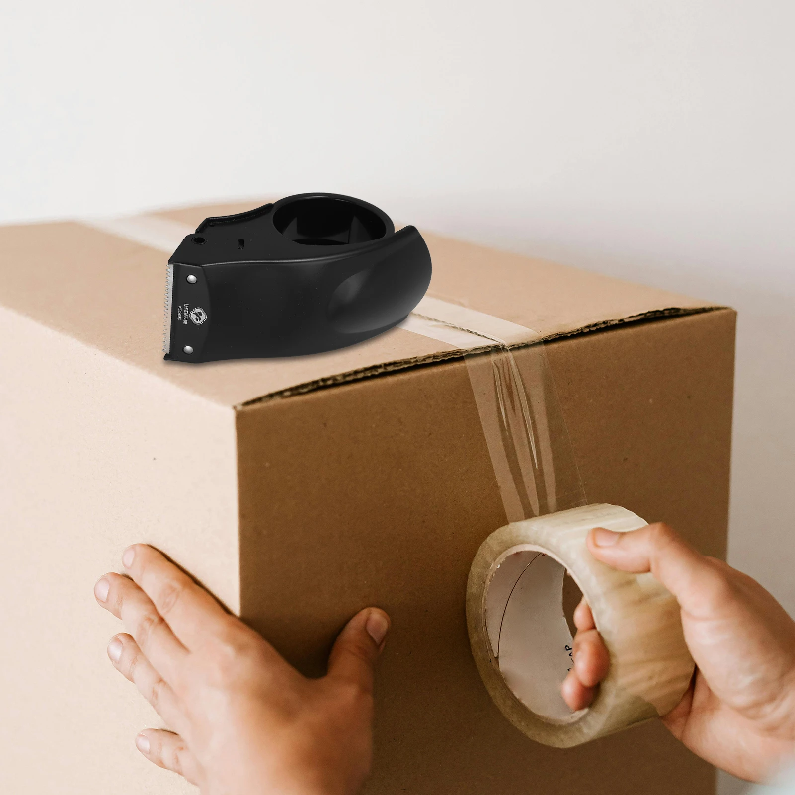 

Handheld Tape Dispenser for Carton Sealer Machine Ergonomic Metal Blade Adhesive Roller Paper Holder Reel Slicer Package