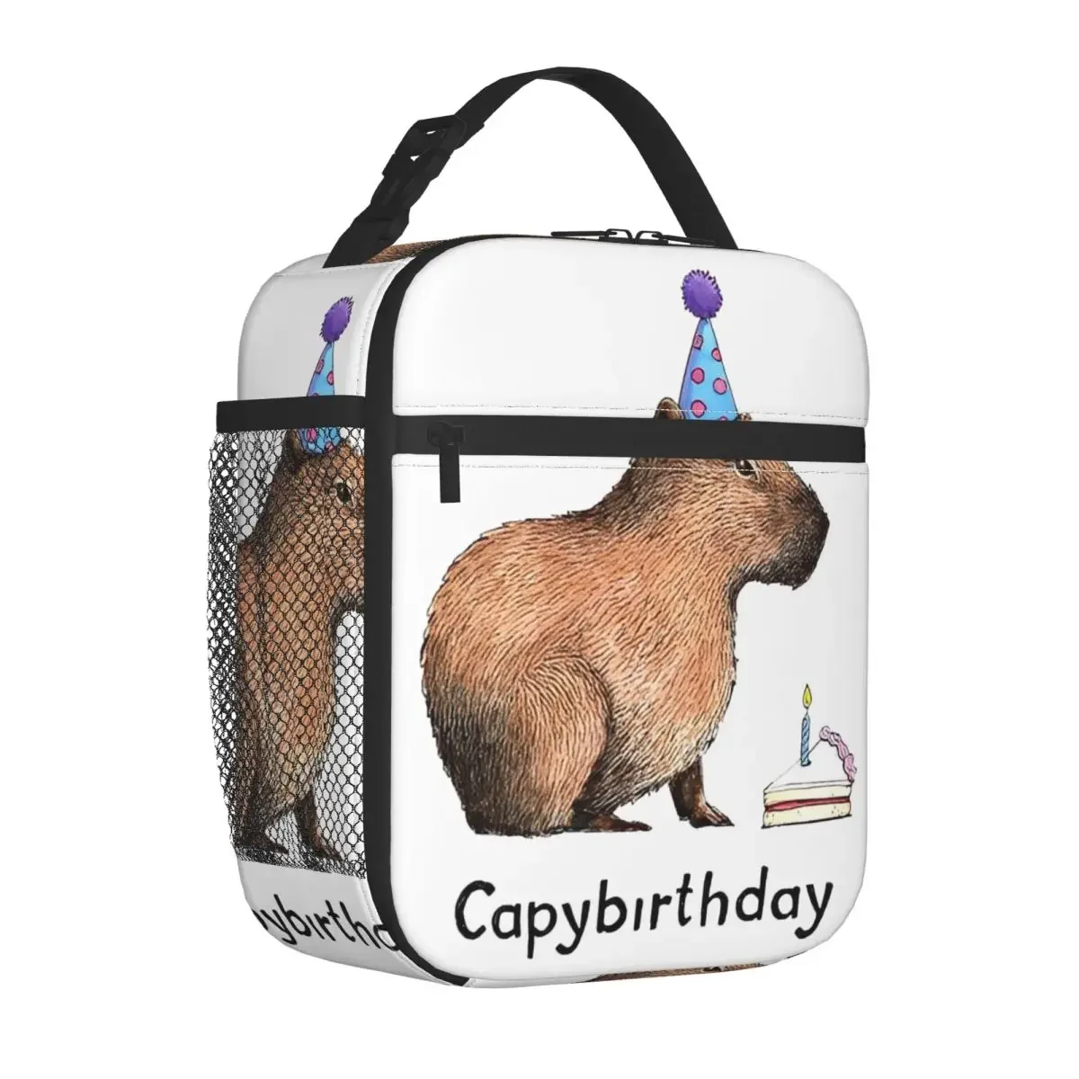 Capybirthday Happy Birthday Capybara Insulated Lunch Bag Large Reusable Thermal Bag Tote Lunch Box Beach Picnic Bento Pouch