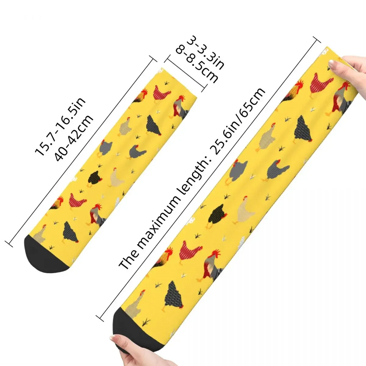 Winter Breathable Fashion Women Men Geometric Chicken Farm Sweat Absorbing Socks Breathable Basketball Socks