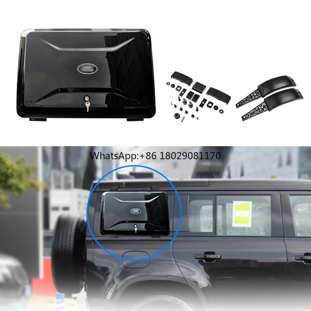 2024 New Design Easy Installation Black Roof Cargo Carrier Luggage Storage Box Side Box For L-and Rover Defender