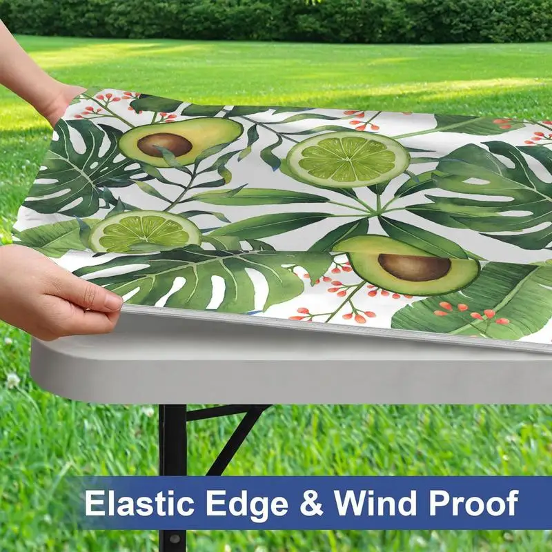 Picnic Table Tablecloth Waterproof Elastic Table Cloth for Party Decoration Picnic Camping Windproof Rectangle Table Cover