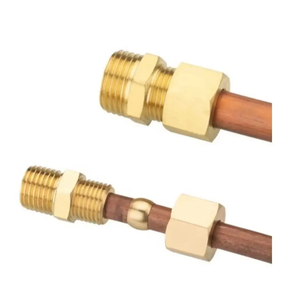 Adapter Brass Brass Compression Fitting Straight Multiple Sizes Tube Fitting Connector Straight Coupling