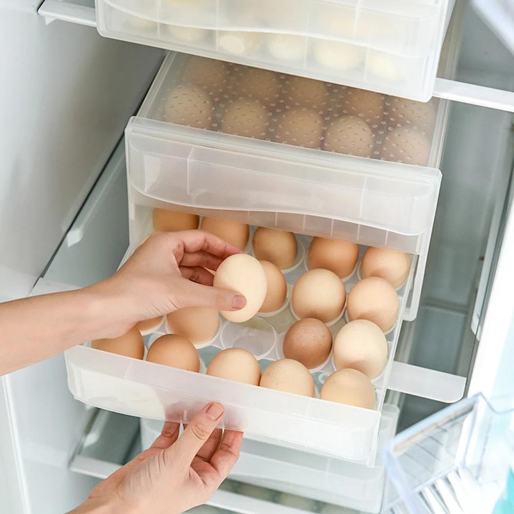 

Egg Storage Box 60 Grids Large Capacity Double Layer Stackable Tray Container Refrigerator ganizer Plastic Crisper Home