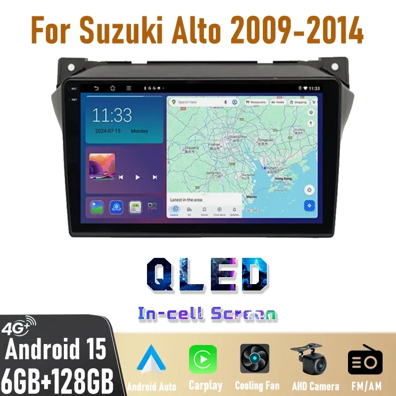 

9" Car Radio For Suzuki Alto 2009-2014 Android Auto Carplay GPS Navi WIFI Bluetooth FM Touch Screen Multimedia Player Stereo