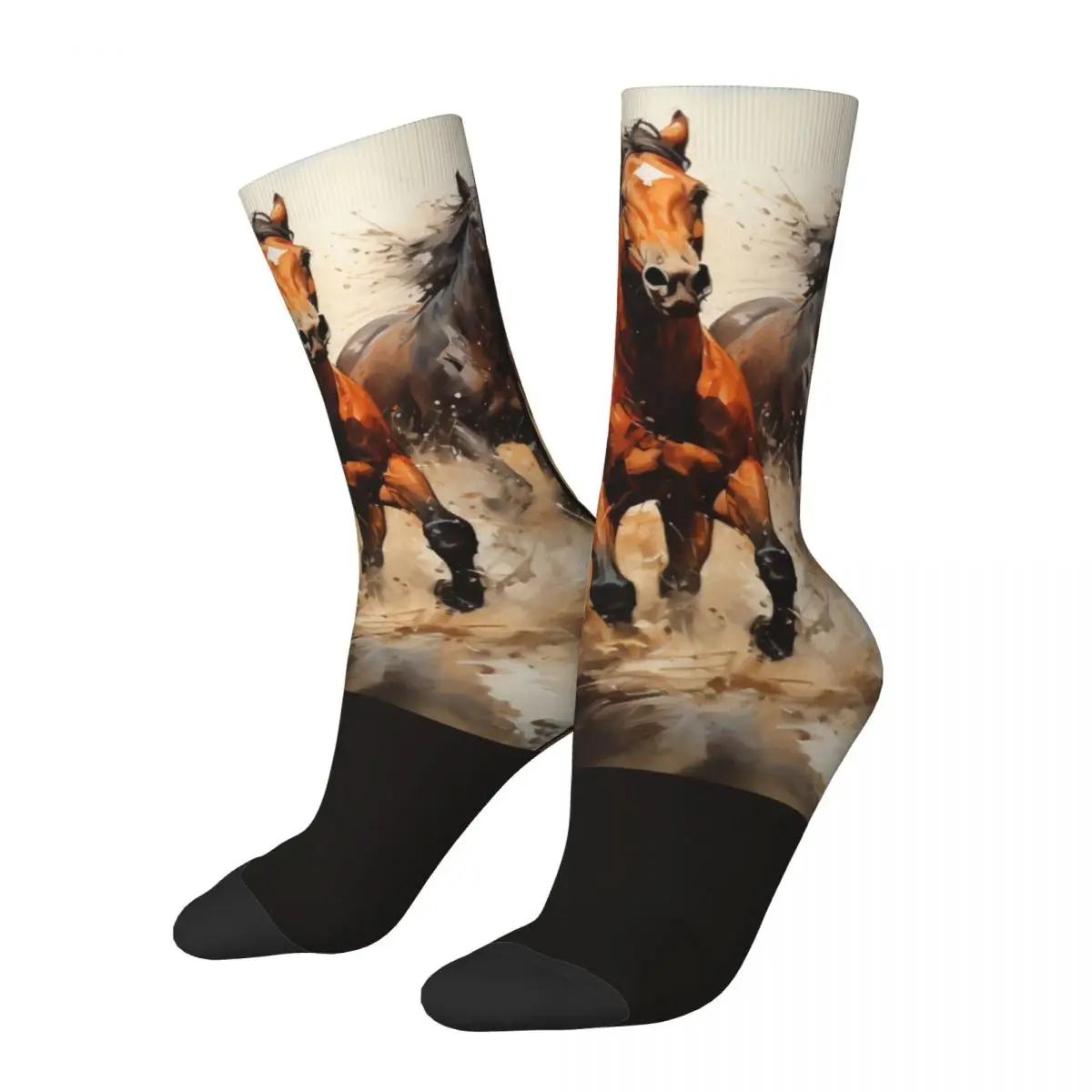 Wild Horses Stockings Unisex Watercolor VI Socks Quality Harajuku Socks Spring Running Anti-Slip Design Socks Birthday Gift