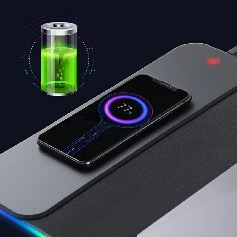 15W Wireless Charging Mouse Pad Gamer Mousepad RGB Luminous Desk Mat Computer Laptop Keyboard Non-slip Glowing LED