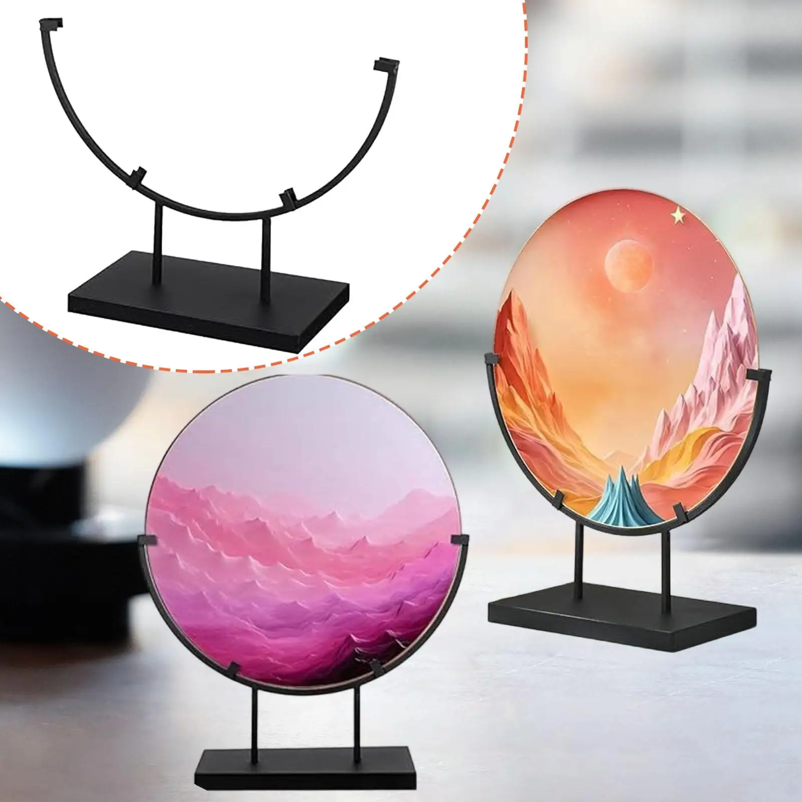 Decorative Photo Stand, Round Metal Art Easel, Picture Holder, Modern Design Panel, Suitable for Display