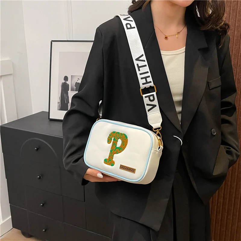 ​Designer Inspired 2025 Women's Crossbody Bag, Trendy Letter Print Shoulder Purse, Chic Minimalist Solid Color for Daily Use​