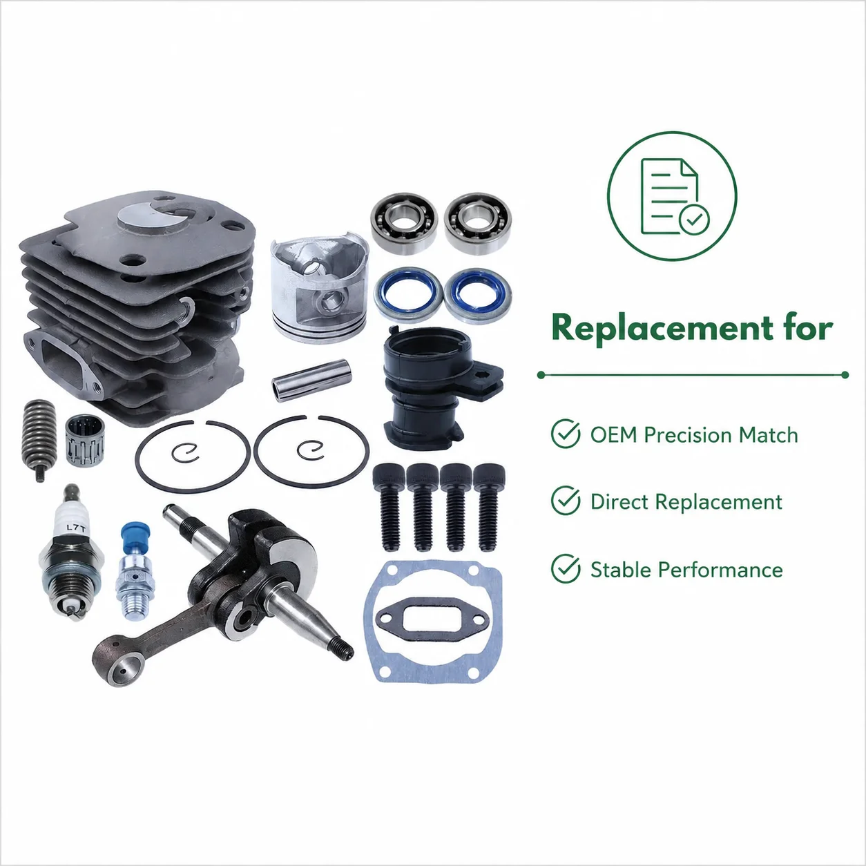Replacement 50mm Crankshaft Piston Kit For Husqvarna 362 365 371 372 Jonsered 2XP Rings Pin Circlip Chainsaw Repair Parts Kit view 2