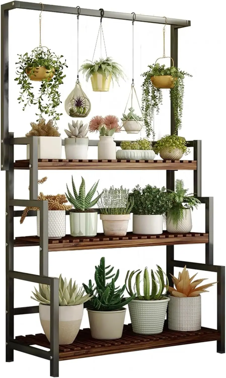 

68-Inch Tall 3-Tier Metal Plant Stand for Indoor Plants, Heavy Duty Ladder Shelf for Living Room, Patio, Balcony