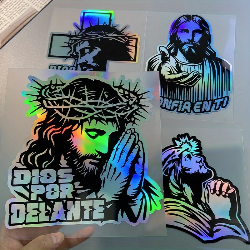 

1 шт., наклейки на мотоцикл Иисуса, водостойкие, сделай сам, передний обтекатель мотоцикла, скутер, светоотражающие лазерные виниловые наклейки, украшение