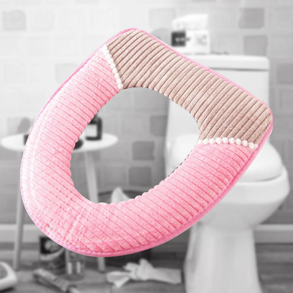 

Toilet Seats Corduroy Cover Warm Keep Covers for Warmth Pink Warmer Cushion Winter