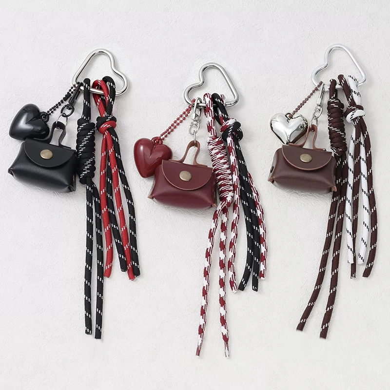 Maillard Braid Rope Pendant Exquisite Cute Leather Pendant Charm With Mini Bow Bag Women Luxury Bag Key Chain Mobile Phone Decor