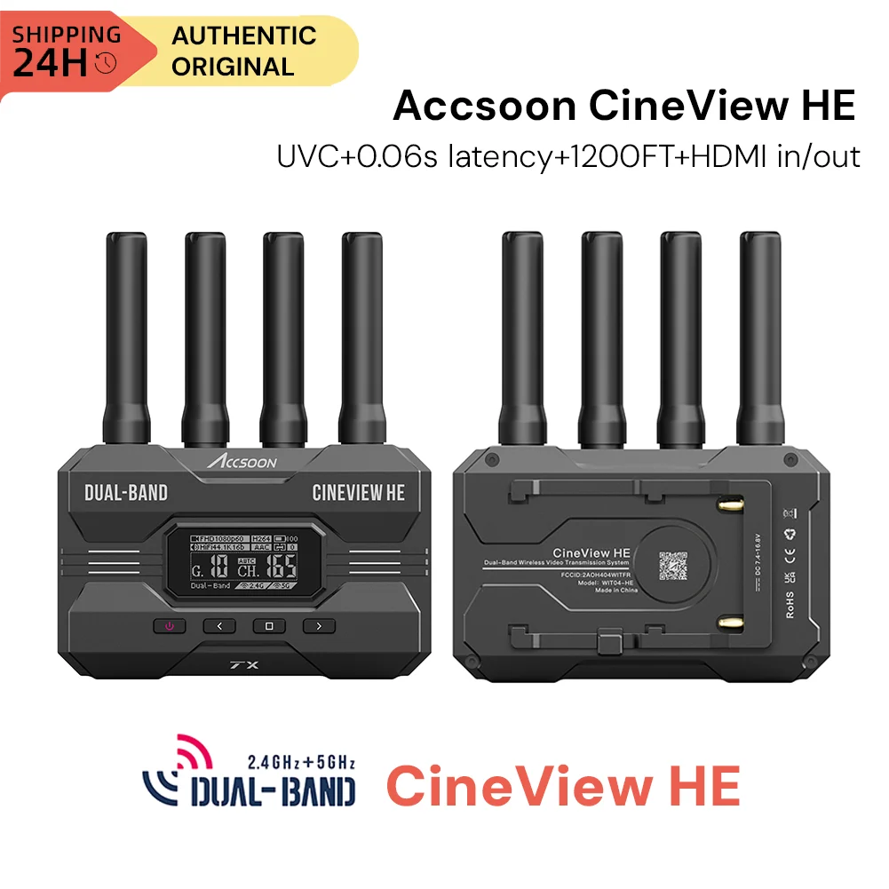 

UVC 0,06 s Беспроводная передача HDMI удлинитель видео передатчик приемник Accsoon CineView HE 5G 2,4G Dual-Band Smart APP