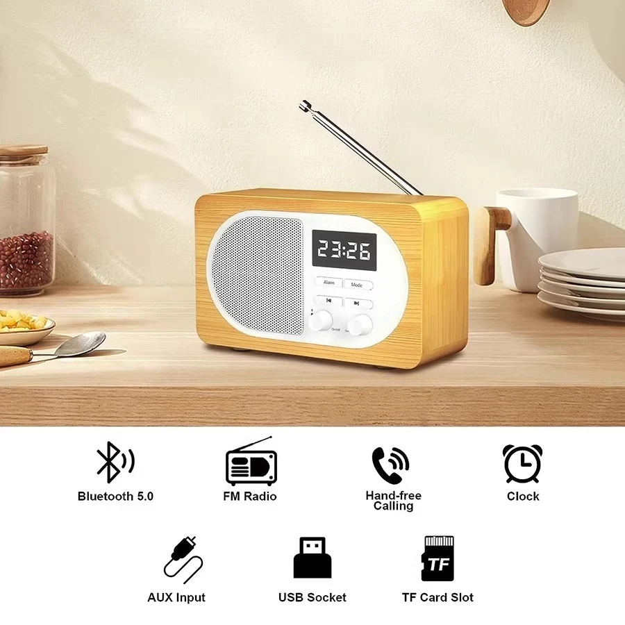 

Ретро-радиоприемник Extranet 300+ с FM-тюнером, Bluetooth-колонкой и будильником, подключаемый к сети, с высокой степенью защиты от помех.
