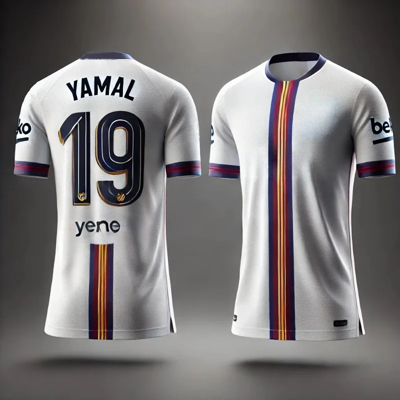 Barcelona Special Edition No.19 Footballer Yamal Short sleeved T-shirt Men's Youth Sports Loose Breathable Quick drying Shirt