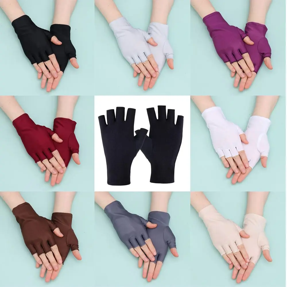 

Tight Thin Short Sports/Driving/Biking Sun Protection Half Finger Gloves Summer Mittens