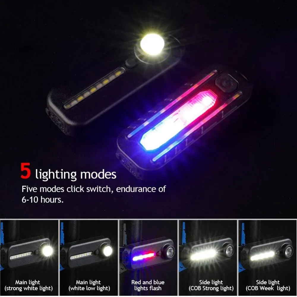 USB Rechargeable LED Red and Blue Shoulder  Light with Clip Flashlights Warning Safety Torch Bike Warn Lantern