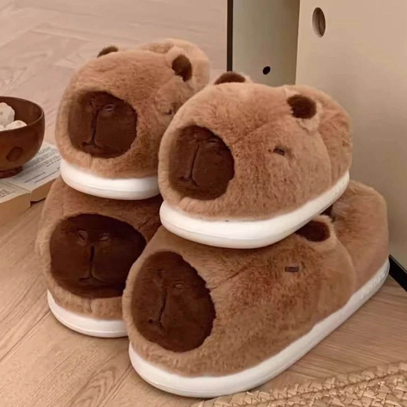 

Women Winter Warm Cotton Slippers Cute Capybara Slip-On Shoes for Boys Girls Soft Non-Slip Soles Lightweight Easy Wear Closure