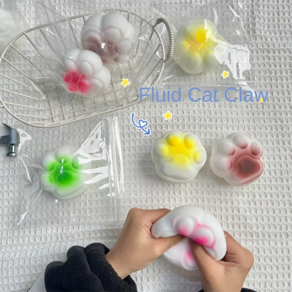 

TPR Cat Paw Squeeze Toy Fidget Silicone Sensory Pinch Decompression Toy Interesting 3D Stress Relief Toy Children