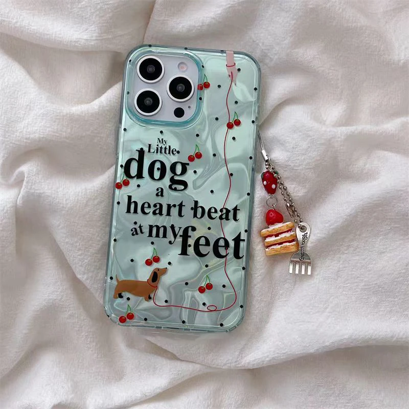 Polka Dot Cherry Dog Case For Infinix Smart 9 8 7 Hot 40 50 50i 40i Tecno Spark Go 30 20 Pro 10 30C 20C 10C Bowknot Pearl Cover