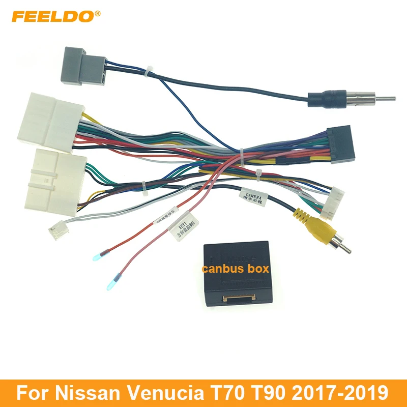 

FEELDO Car 16pin Audio Wiring Harness With Canbus Box For Nissan Venucia T70 T90 Aftermarket Stereo Installation Wire Adapter