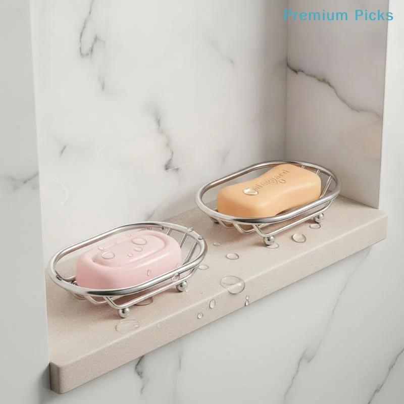 portableNo Drill Soap Dish Rust Resistant Drainage Rack Wall Mounted Self Draining Holder for Bathroom Shower