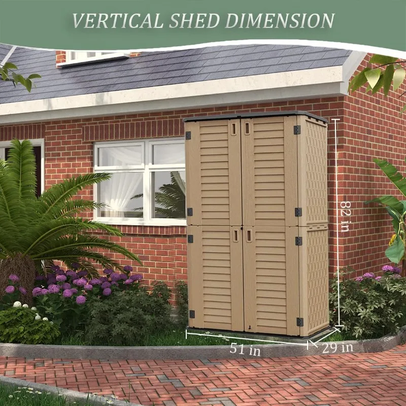 HOMSPARK Storage Shed Weather Resistance, Multi-Purpose Outdoor Storage Cabinet for Backyards and Patios