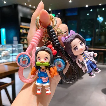 애니메이션 악마 탄지로 PVC 키체인 펜던트, 패션 배낭 액세서리 인형, 네즈코 슬레이어 주변 쥬얼리 키링