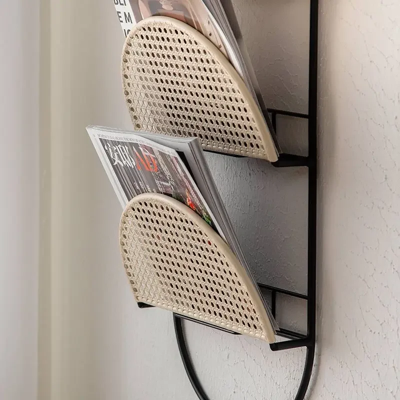 Nordic Ins Wall Porch Storage Vitrina  Rack Hanging Wall Storage Magazine Rack Iron Bookshelf Newspapers Book Bookshelf Storage