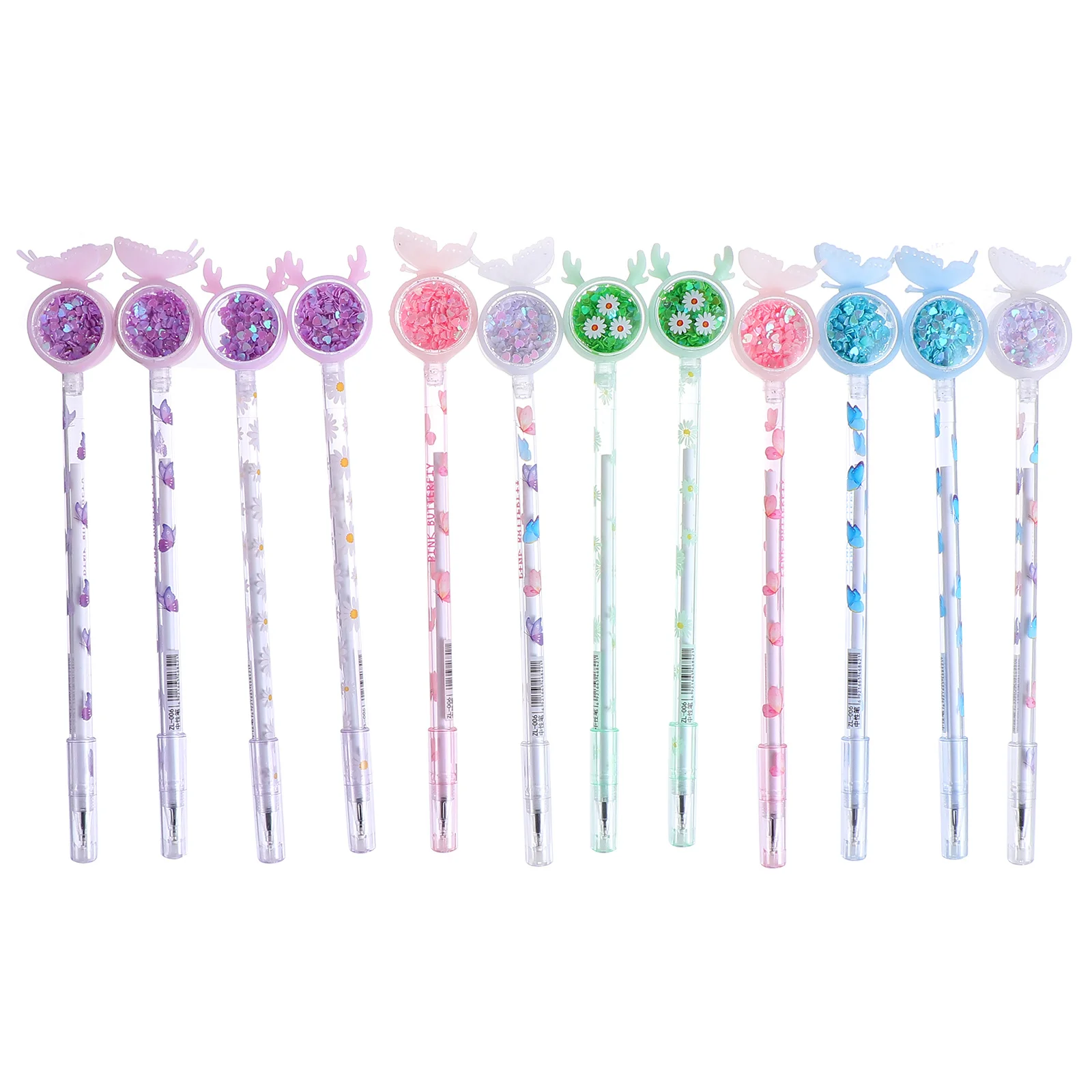 12 قطعة من أقلام حبر جاف لامعة بتصميم شخصية جميلة، مجموعة أدوات مكتبية مريحة للفتيات والأولاد والمكتب والمدرسة تستخدم الحبر البلاستيكي