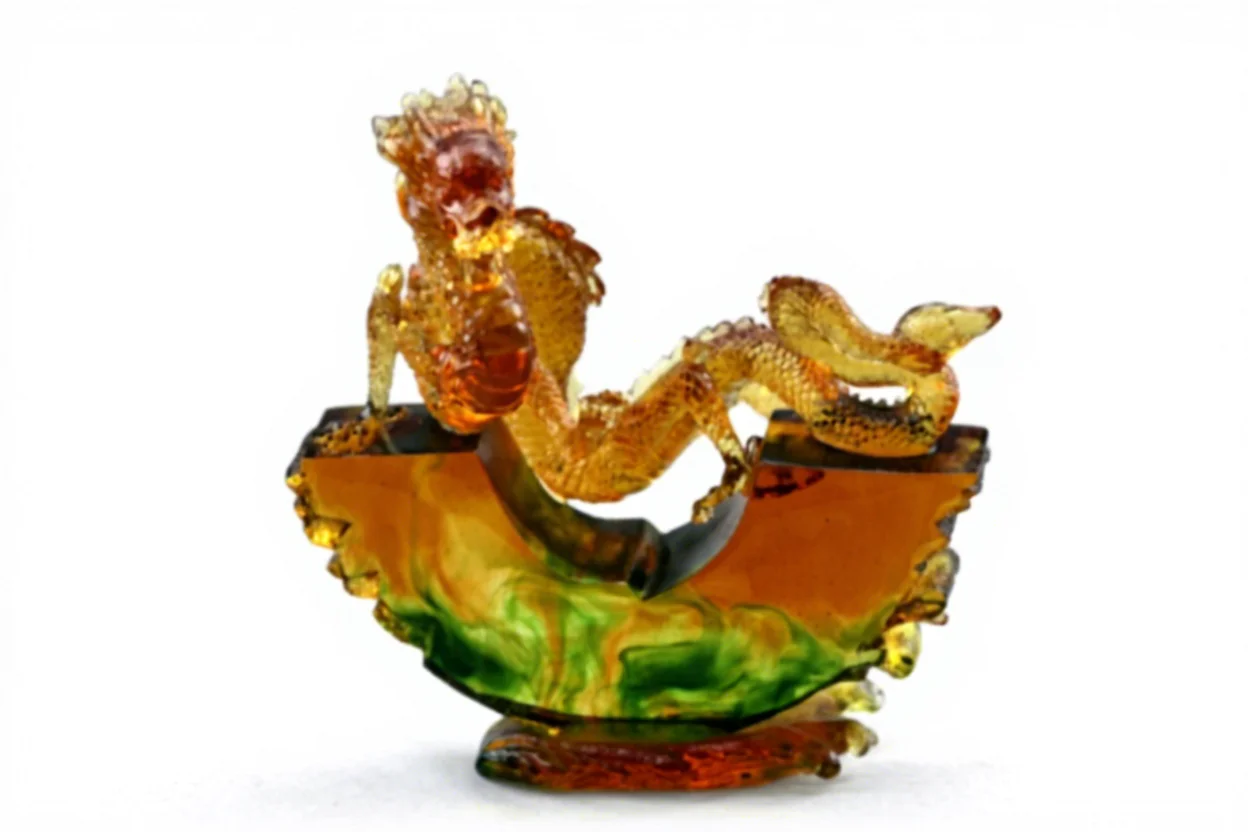 R%*ArtFamily Animal-Themed Crystal Dragon Sculpture Handcrafted Art Glass Statue Using Lost-Wax Process Jiangsu Office Desk