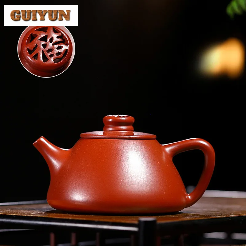 

200 мл Исин Фиолетовые Глиняные Чайники Ручной Работы Lucky Coin Камень Совок Горшок Сырой Руд Дахунпао Грязевой Чайный Заварочный Чайник Zisha Чайный Набор Подарок