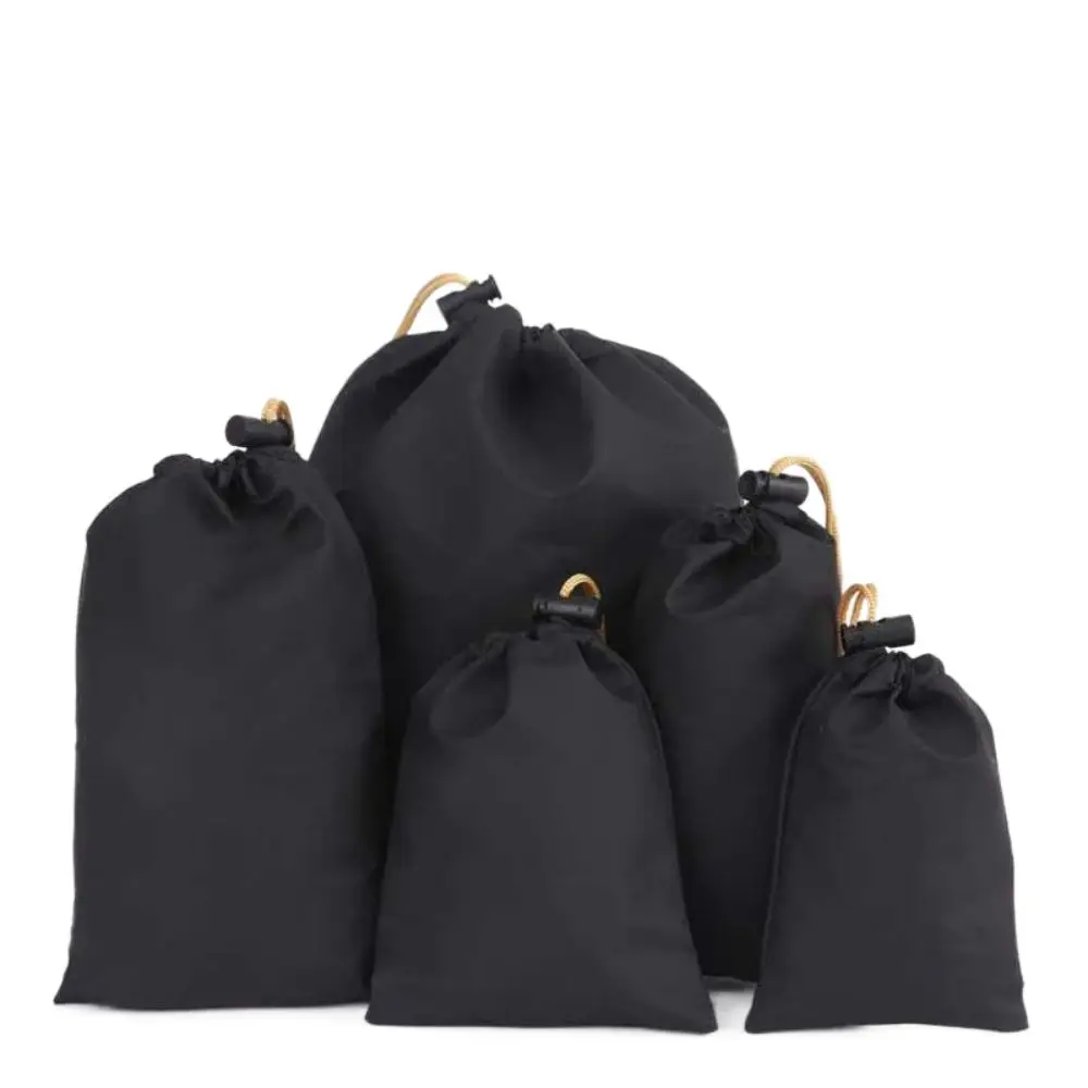

PU Leather Phone Storage bag Large Capacity Waterproof Power Bank Case Black with Draw String Headphone Case Pouch