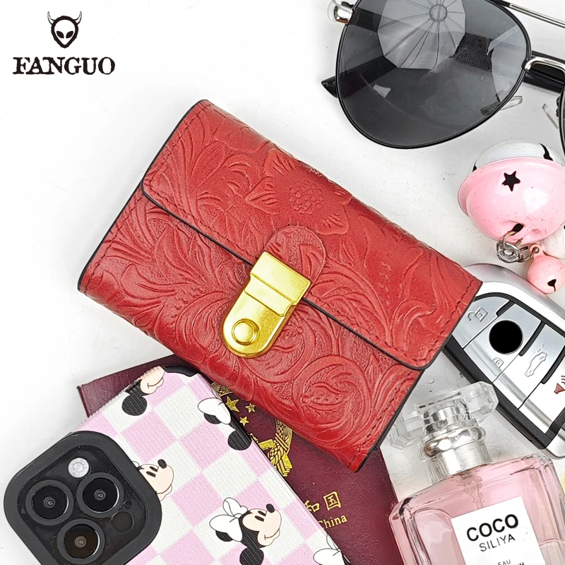 Business Card Holder Wallet Women Black Bank/ID/Credit Card Holder 20 Bits Card Wallet Genuine Leather Protects Case Coin Purse