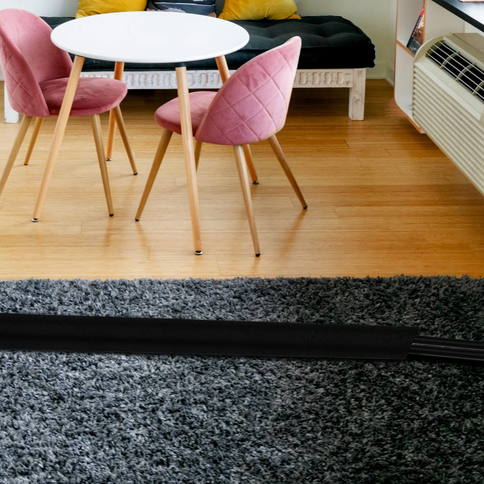 

2Pcs Tape Floor Cord Cover Carpet Cable Protector Lightweight Power Cord Organizer Suitable for Home Office Wire