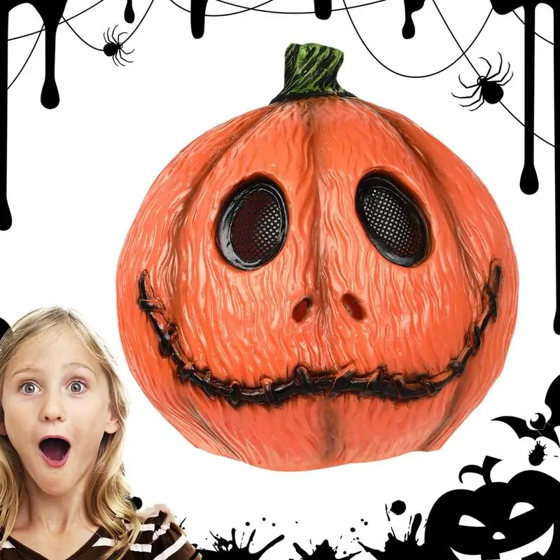 

Creepy Pumpkin Face Cover Halloween Cosplay Prank Masque Spooky Pumpkin Creates Festive Atmosphere Chic Headwea Masque supply