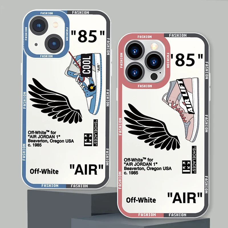 Fashion Air-Brands Transparent Phone Case For iPhone 15 14 13 12 11 Mini XS XR X Pro MAX 8 7 Plus SE Angel Eyes